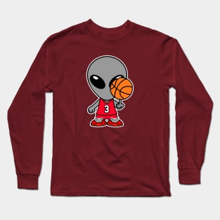 Basketball Gray Alien Cartoon Long Sleeve T-Shirt